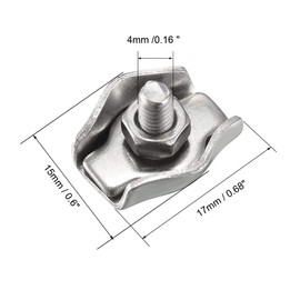 sourcing map 5 Pcs 304 Stainless Steel Single Wire Rope Clip Cable Clamp for 1.5mm-2mm Rope