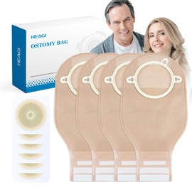 Pack of 22 Ostomy Bags, 2-Piece Colostomy Bags, Two Piece Drainage Bags with Closure for Ileostomy Stomy Care, Perfect Fit, Max. 70 mm (16 x Ostomy Bags + 6 x Skin Barriers)