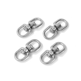 304 Stainless Steel 360° Rotary Can Set of 4 Swivels, Stringer, Rope, Chain, Metal Fittings, Prevents Twisting (304 Stainless Steel, M5)