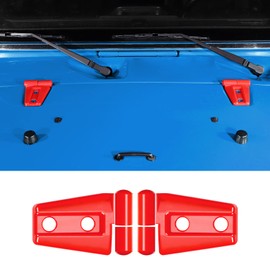 JeCar Cubiertas de bisagra de capó, accesorios exteriores compatibles con Jeep Wrangler JK & Unlimited Sport Sahara Rubicon 2007-2018, rojo