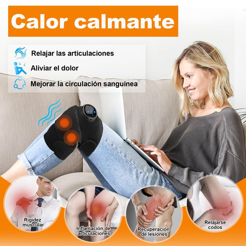 3 en 1Masajeador de Rodilla Calentado, soporte de rodilla para