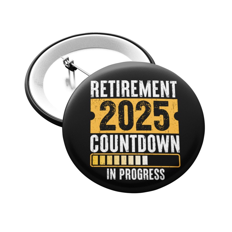 EMUWORKS Retirement Badge Pin Button - 2.3 Inch Glossy Print,