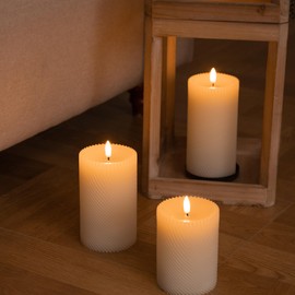 ANGELLOONG Battery Operated Candles Flickering, Remote Control Flameless Candles with Timer, Fake LED Electric Pillar Candles for Home Party Holiday Christmas Decor, Twill