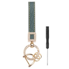 PATIKIL Leather Car Keychain, Microfiber Leather Bling Wristlet Keychains Key Fob Holder with Keyrings for Women Tote Bag Backpack Accessories, Blue