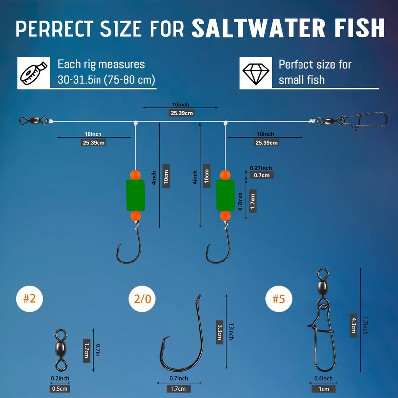 Pompano Rig Saltwater Surf Fishing Rigs – 6 Pack Double
