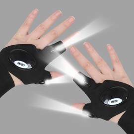Laexepelle LED Flashlight Gloves for Fishing Camping, Easter Basket Stuffers, Cool Gadget Finger Lights, Christmas Gifts, Stocking Stuffers for Boyfriend Men Dad