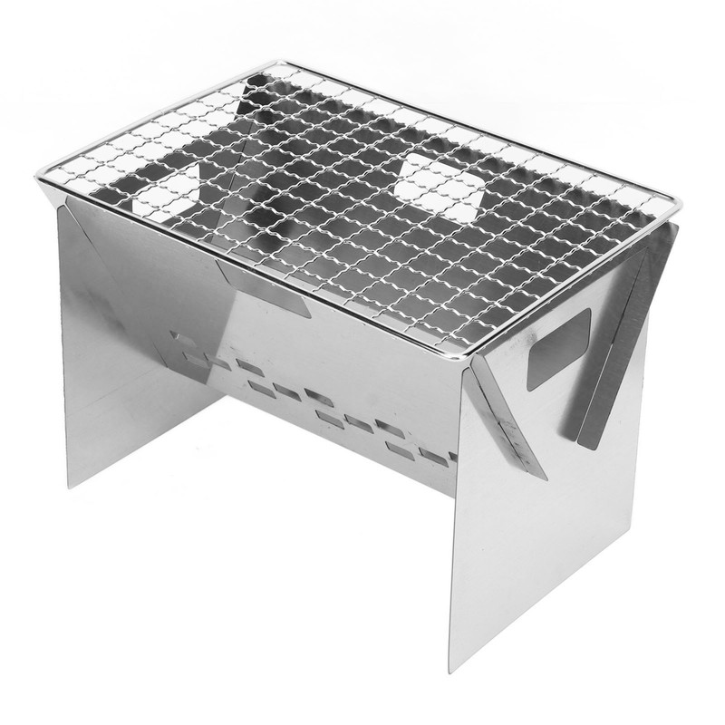 Folding Charcoal BBQ Grill Stainless Steel Mini Detachable Portable Barbecue