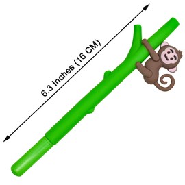 Maydahui 12 PCS Tree Climbing Monkey Gel Pen Cute Cartoon Animal Pens Soft Silicone Black Ink for Boys Office School Stationery Supplies