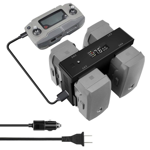 Hanatora Mavic 2 Zoom/Pro Battery Wall & Car Charger for DJI Mavic 2 Zoom/Pro Drone,5 in 1 Charging Hub with Charging,Discharging,Storage Charging