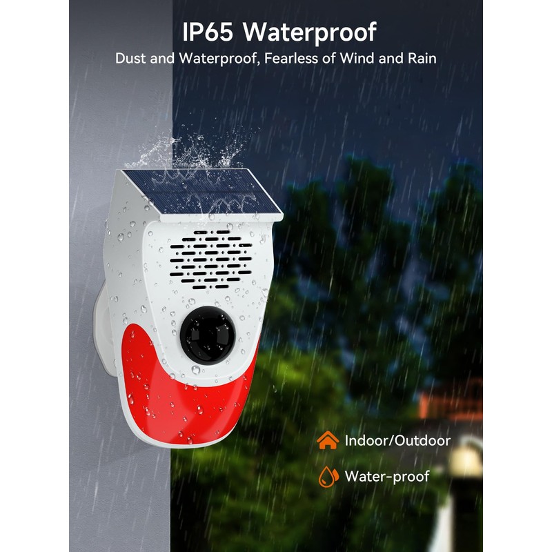 PILSAMAS Solar Motion Sensor Alarm with Custom Voice Upload -