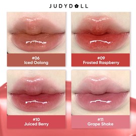 JUDYDOLL Ice Watery Lip Gloss, Mirror Lip Glaze, Glossy Lip Stain, Transfer-Proof, Metal Applicator, Waterproof, Long-Lasting, Moisturizing, Liquid Lipsticks, Plumping, Not Easy To Fade, Makeup, Cosmetics:_#06+#09+#10+#11