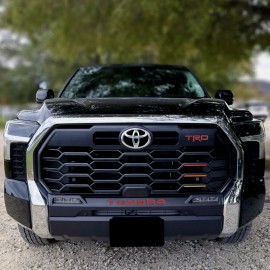 Advanced Trims Set of 4 RED  Tundra 2022-2025 : Tailgate + lower grill +TRD Grill + 3 RED Lines