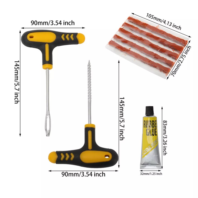 Car Tubeless Tyre Tire Puncture Repair Plug Kit Needle Patch