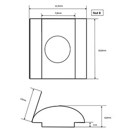 20x T-Slot Nut with Spring Groove 8 m8 (20, 20NuStmFN8M8)