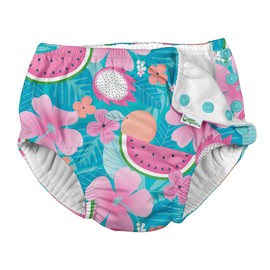 i Play Girls Reusable Absorbent Baby Swim Diapers Aqua Tropical Fruit Floral 12 Months