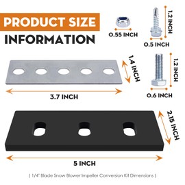 SuperDi 1/4" 3-Blade Snow Blower Impeller Modification Kit Universal for Modifies 2 Stage Machines (3)