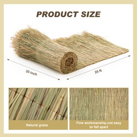 Maasechs 35" x 25' Friendly Natural Roof Straw Hand Woven Straw Roll Upgraded Thatch Roof for DIY Projects Duck Hunting Camo Mesh, Tiki Bar, Palapa Thatch Roofing, Patio Umbrella Covers