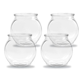 Flat-Sided Fishbowl Party Cups – 4-Pack (22 oz) – Durable Plastic, Fun Fishbowl Design for Cocktails, Mocktails, & Parties – Perfect for Indoor/Outdoor Events, BBQs, and Unique Party Favors