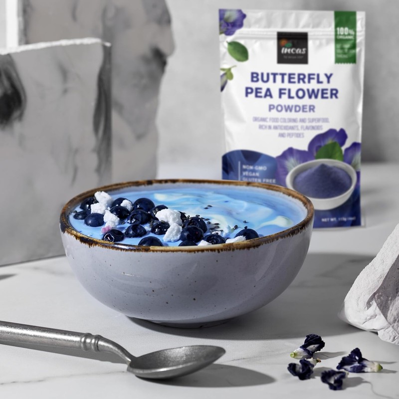 INCAS 100% USDA Organic Butterfly Pea Flower Powder - 8