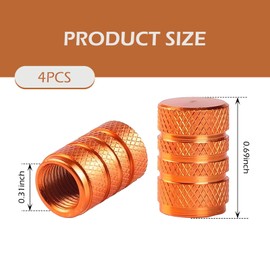 Zikefest 4PCS Tire Valve Stem Caps, Aluminum Alloy Tire Valve Stem Cap Cover, Leak-Proof Valve Cover, Universal for Car Truck Motorcycle SUV Bike (Orange)