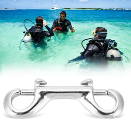 equlup Scuba Diving Buckle 316 Stainless Steel Double Ended Bolt Snap Hook Marine Grade Double End Diving Clips (90mm)