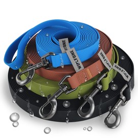 Wolfone 6m Dark Green Waterproof Long Recall Dog Lead with Anti-Slip Handle， Heavy Duty Robust Training Dog Lead for Outdoor Activities