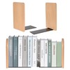 2 Pair Beech Wood Book Ends for Shelves, Non-Slip Bookends, Heavy Duty Wooden Bookend Support for Home Office Library School Study Decoration