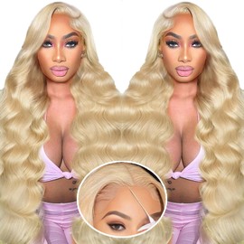 LuAiJa Blonde Wig 26 Inch Human Hair 200% Density Wear And Go Glueless Wigs Glueless Body Wave For Women