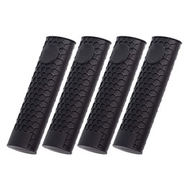 Silicone Hot Handler Holder Reusable Diswasher 4 Pcs Heat Resistant Pot Handle Sleeve Non-Slip Potholder Dishwasher Safe Rubber Grip Handle Cover For Pans, Cast Iron, Griddles, Cookware Handles Black