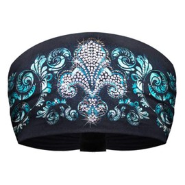 That's A Wrap! Women's Blue Bling Fleur Flourish Knotty Band - Black KB1615-BLUE