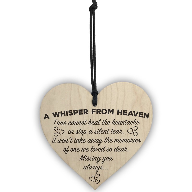 Red Ocean A Whisper From Heaven Wooden Hanging Heart Memorial