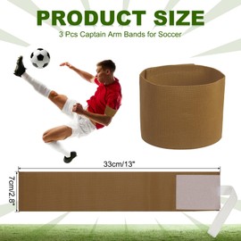 PATIKIL Soccer Captain Armband, 3 Pcs Captain Arm Bands for Soccer Elastic Captain Arm Band Sports Captain Armbands for Youth Adult Football Team Training Coffee