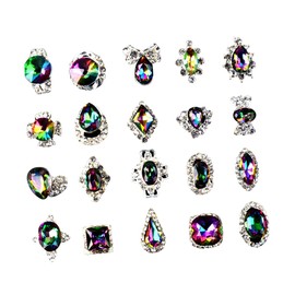 Outanaya 20pc Transparent Crystal Nail Art Rhinestones Multicolored Shaped Ab Diamond Nail Gems for Decor for Salon Home Use for Crafting Body Art More Random Style