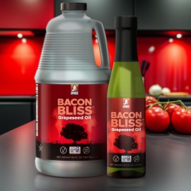 Bacon Bliss Grapeseed Oil – 64 oz Bulk Bottle | Bacon Flavored Cooking Oil for Popcorn, Roasting, and Sautéing | Plant-based Alternative with High Smoke Point | Non-GMO, Gluten-Free, Vegan