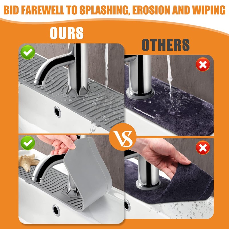COBETE Kitchen Sink Splash Guard, 24in Faucet Mat Splash Catcher,