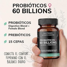 Probioticos para Mujer 60B + Prebióticos | 15 Cepas para bienestar femenino | Con tecnología de liberación tardía | Complementado con Inulina de Agave