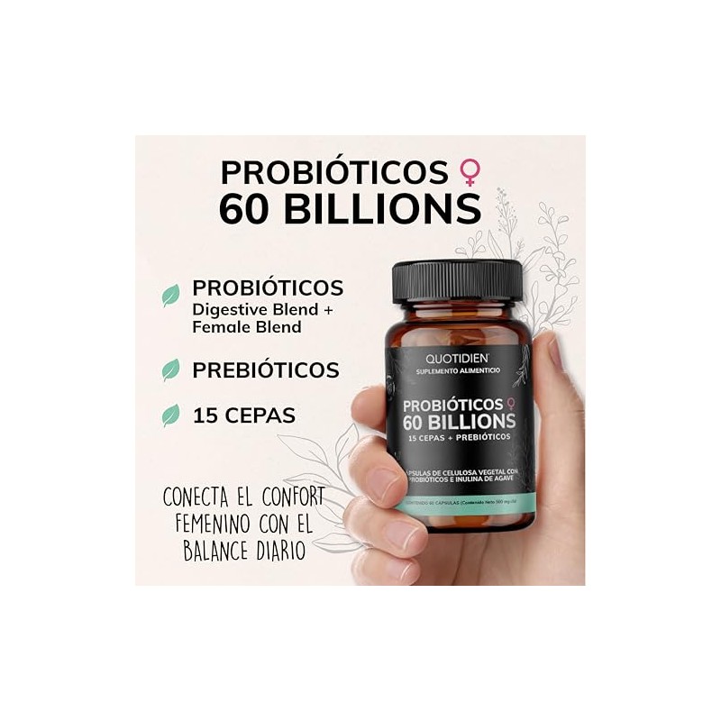 Probioticos para Mujer 60B + Prebióticos | 15 Cepas para