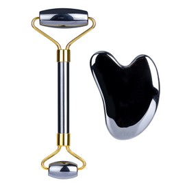 HOTACE Face Jade Roller Gua Sha Set Facial Beauty Roller Skin Care Tools Terahertz Energy Stone Massager for Face, Eyes, Neck, Body Muscle Relaxing...