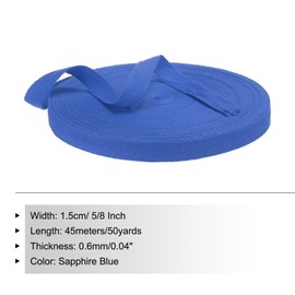 PATIKIL Cotton Twill Tape 15mm(5/8 Inch) 50 Yards Cotton Ribbon Bias Binding Tape Herringbone Webbing Trim for Sewing Gift Wrapping Craft DIY Sapphire Blue