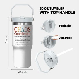 30 Oz Chaos Coordinator Tumbler with Thank You Gifts for Women, Boss, Coworker, Manager, Office, Teacher, Nurse, Mom, Friends, Chaos Coordinator Gifts Cup, Teacher Appreciation Gift