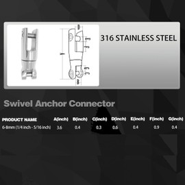 Elqater Stainless Steel Boat Anchor Swivel Connector Marine Grade Heavy Duty Anchor Chain Swivel (1/4Inch-5/16Inch) Easy to Use