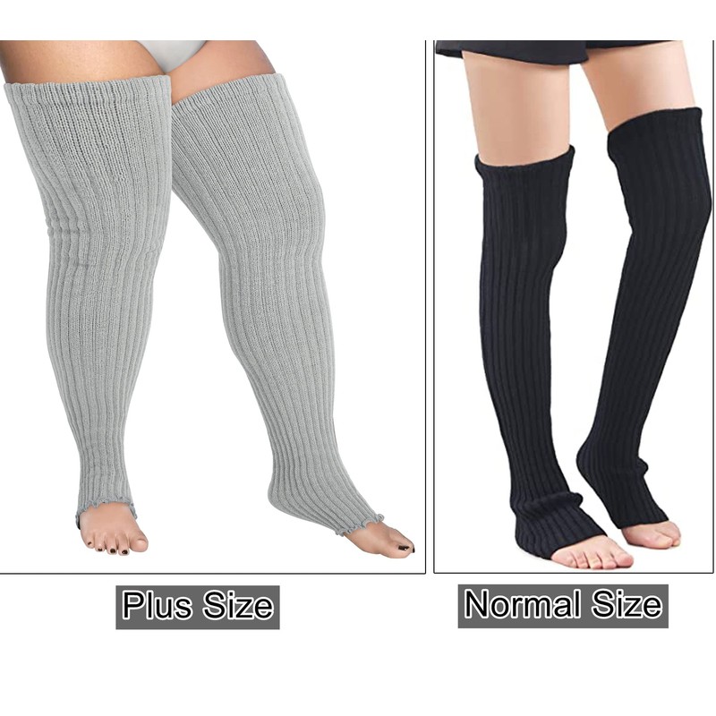 COZYOFFI Women's Plus Size Leg Warmers Knit Over Knee High