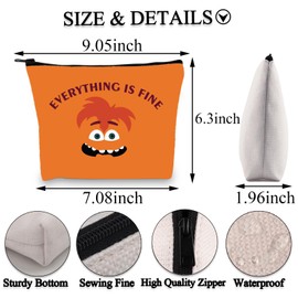 BDPWSS Inside Cartoon Friend Gift Everything is Fine Inside Group Friends Trip Gift Inside Character Anxiety Fans Makeup Bag (Everything fine bagCA)