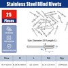 Wavanta 25 Pieces Blind Rivets 6.4 x 12mm, 304 Stainless