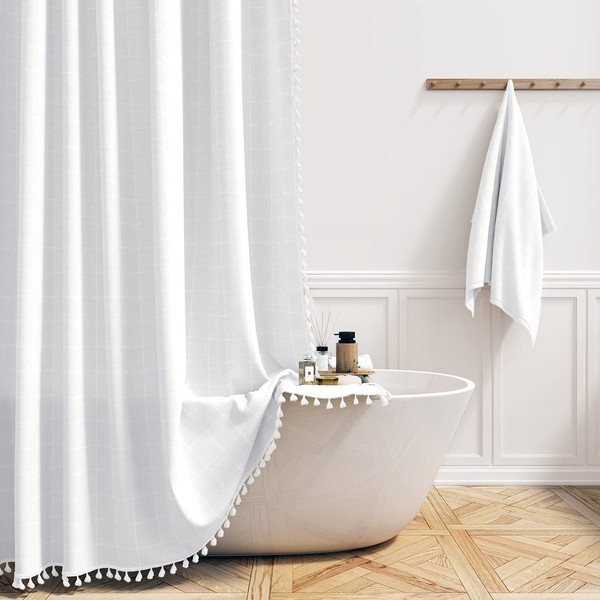 BTTN Extra Long Shower Curtain, 72x96 Inch Long Boho Chic