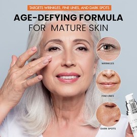 Suero Facial Súper Vitamina C para Piel Madura: Fórmula Hidratante Antienvejecimiento Todo en Uno - Vitamina C, Ácido Hialurónico, Vitamina E, Cafeína