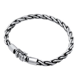 kuzzoi 925 Sterling Silver Round Byzantine Bracelet for Men, length 7,48 inch - 9,05 inch, width 0,24 inch, 0.85 oz, Metal, no gemstone