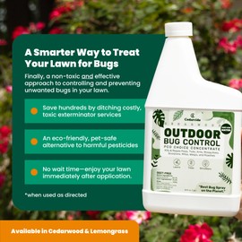 CEDARCIDE Outdoor Bug Control Concentrate | Kills & Repels Mosquitoes, Ticks, Fleas, Mites & More with Natural Essential Oils | Family & Pet-Safe | PCO Choice | Quart with Sprayer Included
