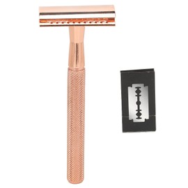 Manual Beard Blade Trimmer Double Edge Waterproof Safety Manual Beard Groomer for Home Rose Gold