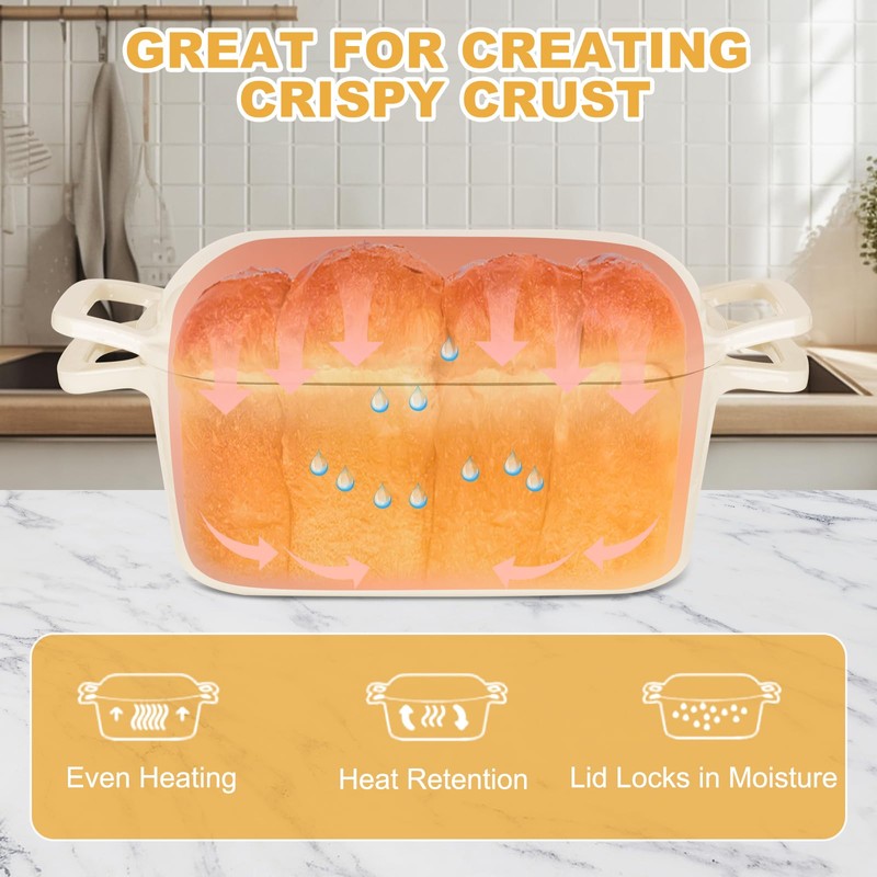 Oval Enameled Cast Iron Dutch Oven with Lid - 3.6QT